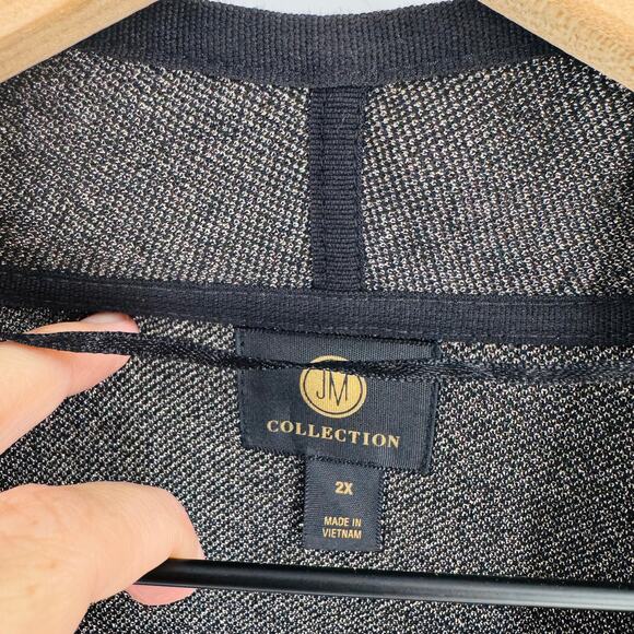 JM Collection Black Gold Ombre Open Front Cardigan Sweater 2X Dressy Holiday Top - Picture 3 of 9